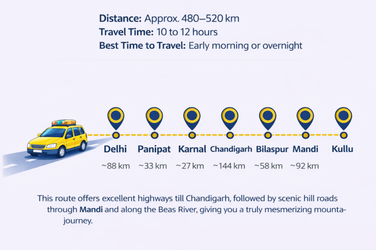 Delhi to Kullu Distance